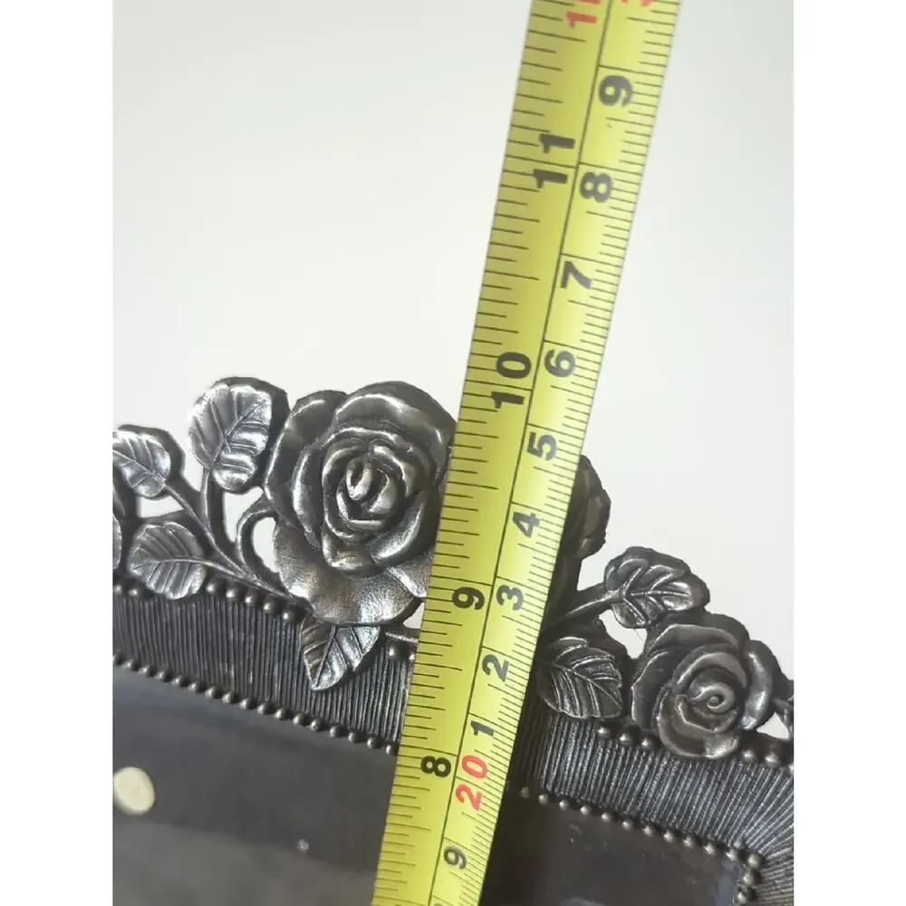 Vintage Rose Metal Picture Frame 10x7 Romantic Cottage Decor  Coquette Vanity